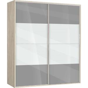 Bogdan Furniture G Двукрилен гардероб с плъзгащи врати Мебели Богдан Модел bm-ava 5, сив гланц със сонома