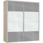 Bogdan Furniture G Двукрилен гардероб с плъзгащи врати Мебели Богдан Модел bm-ava 5, сив гланц със сонома - memo