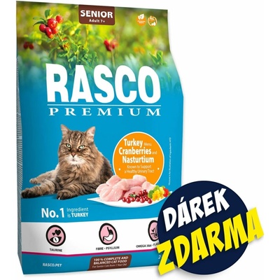 Rasco Premium Cat Senior morka s brusnicami a kapucínkou 2 kg