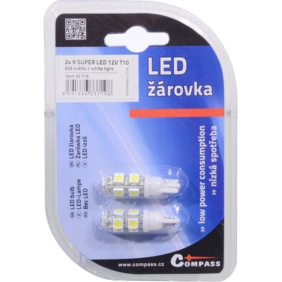 COMPASS 9 SUPER LED 12 V T10, biela, 2 ks 33719