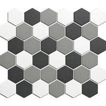 The Mosaic Factory mozaika bílá, šedá, černá, černo-bílá HEX 5 White Grey Black Mix 5,1x5,9 (28,1x32,5) cm 1ks