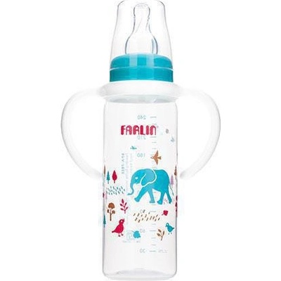 Farlin dojčenská fľaša štandard s držadlom modrá 240 ml