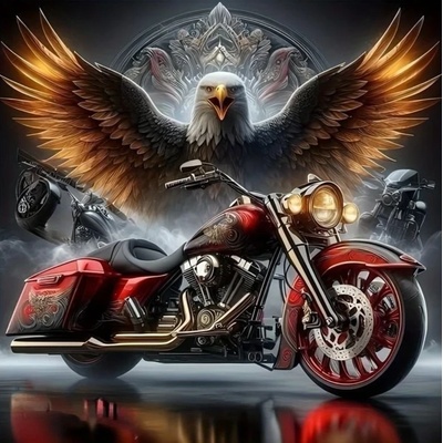 Norimpex - Puzzle Diamant painting: Motorcycle with an eagle 30x40cm - 1 - 39 piese