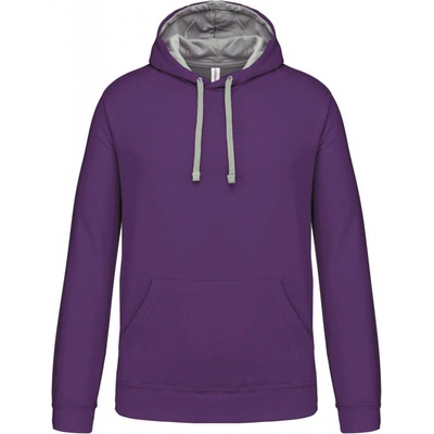 Kariban Vintage K446 pánska mikina s kontrastnou kapucňou purple/oxford grey