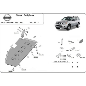 Scut Motor - Румъния Метална кора под резервоар nissan pathfinder (r51) от 2005 до 2012 (73722)