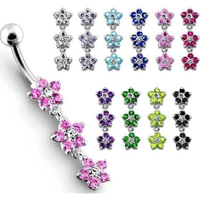 Šperky4U stříbrný piercing do pupíku kytičky BP01177-P