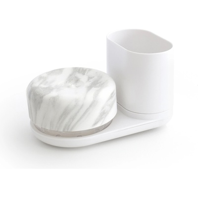 Bosign Стойка за четки с помпа за почистващ препарат Caddy Compact Do-Dish мраморен цвят (263107)