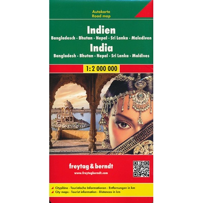 Indie Nepál Bangladéš Bhutan Srí Lanka mapa 1:2 750 000