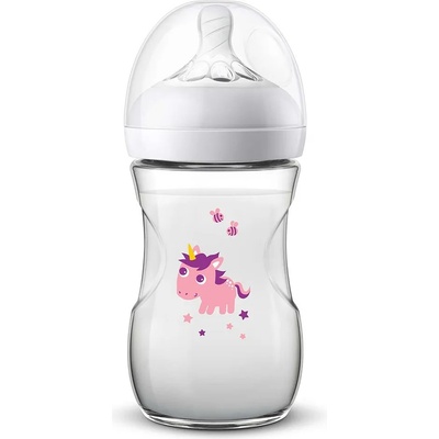 Philips Шише за хранене Natural 260 мл, PP - декорация ЕДНОРОГ (00A.0464.002)