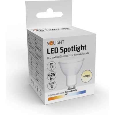 Solight LED žárovka bodová 5W GU10 4000K 425lm bílá