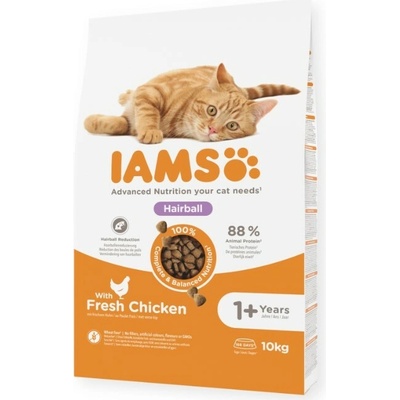 Iams proti tvorbe chlpových bezoárov pre dospelé mačky s kuracím mäsom 10 kg