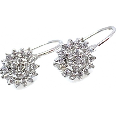 Jan Kos jewellery stříbrné náušnice s bílým kamenem 12110651