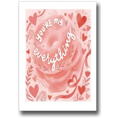 Přáníčko s potiskem You are my everything bílá jednotná