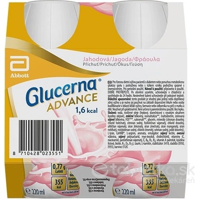 Glucerna ADVANCE 1,6 kcal jahodová príchuť 24 x 220 ml