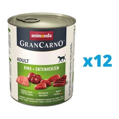 Animonda GranCarno hovädzie s kačacími srdciami 12 x 800 g