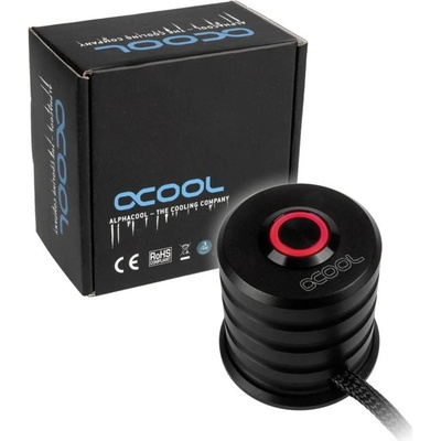 Alphacool Powerbutton s tlačítkem 19 mm s červeným osvětlením - Deep Black 17434