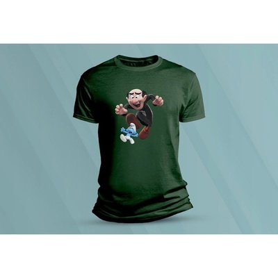 Sandratex dětské bavlněné tričko Gargamel. lahvově zelená