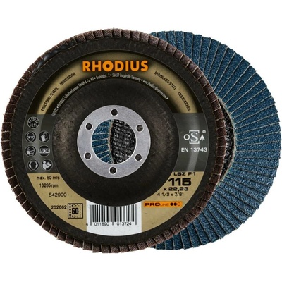 RHODIUS Lamelový brusný kotouč LSZ F1 115 x 22,23 P60 PROline 202662