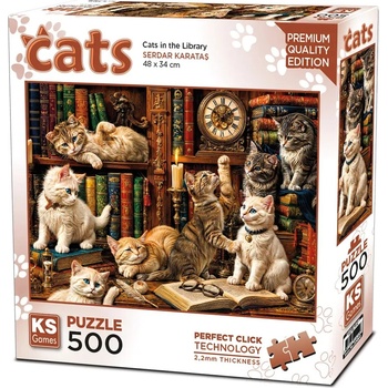 KS Games Пъзел KS Games от 500 части - Котки в библиотеката (20090)