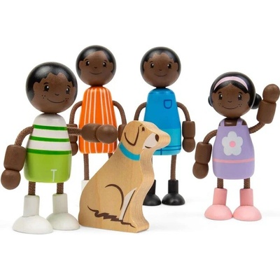 Tidlo Drevené bábiky do domčeka Africká rodina