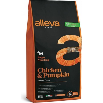 Alleva® natural (puppy mini) chicken & pumpkin - храна за подрастващи кучета, както и за бременни и кърмещи кучета от миниатюрни и малки породи, Италия - 12 кг 1257