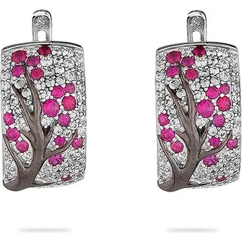 Image 1 of Swan Сребърни обици черешово дърво от цирконий и рубин PJ305E Swan