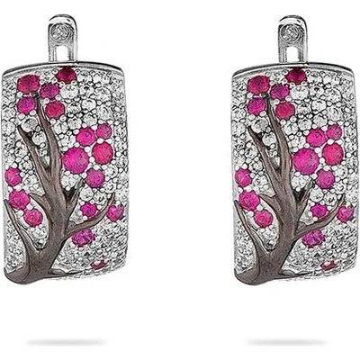 Swan Сребърни обици черешово дърво от цирконий и рубин PJ305E Swan