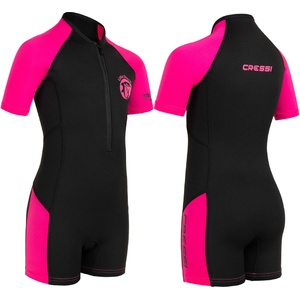 CRESSI Shorty 2mm children's wetsuit - children's swimming suit with UV, cold protection, jellyfish protection - girls & boys swimming suit - black/pink - 13/14 years - DG003108 (DG003108)