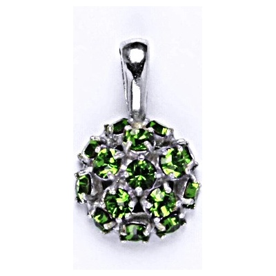 Čištín Stříbrný přívěšek se Swarovski krystaly fern greent ,půlkoule,P 1337
