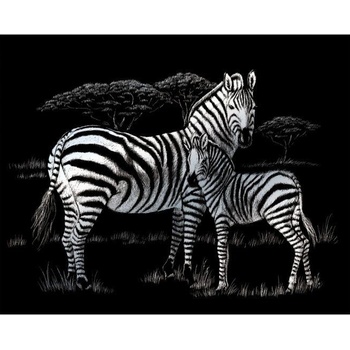 Royal Langnickel Škrabací obrázek stříbrný Zebry