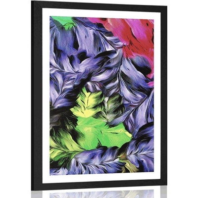 Plakát s paspartou retro tahy květin - 40x60 black