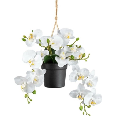 Gasper Umělá orchidej v závěsném květináči, 25 cm, bílá