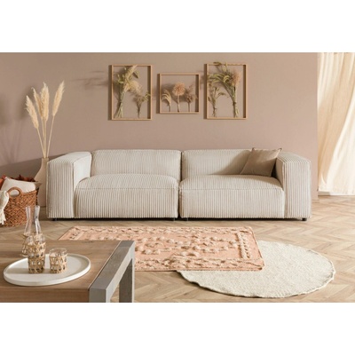 Bighome Pohovka VALENCIA 286x103x69 cm slonová kosť šnúrková trojmiestna