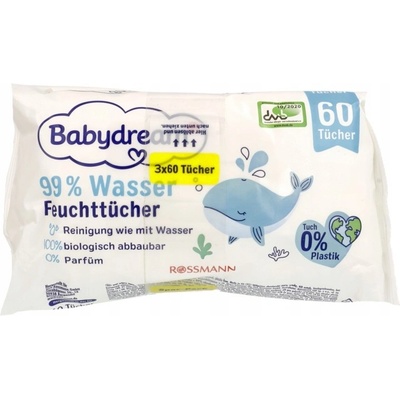 Babydream 99% VODY Vlhčené obrúsky 180 ks