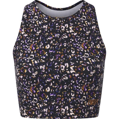 Biba Women's Move Tank Scoop Cropped Performance Gym Vest - Black Leopard