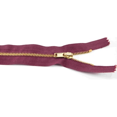 Nedeliteľný kovový mosadzný zips č.3 viac farieb - dĺžka (10 - 25 cm) 20 cm Vínová