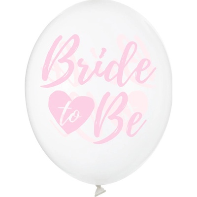 PartyDeco Balonek latex průhledný nápis Bride to Be růžový 30 cm