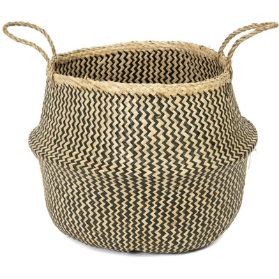 Compactor Pletený úložný košík z morskej trávy Belly 45 x 36 cm čierna L