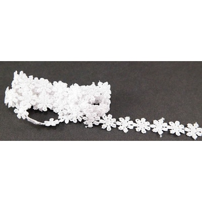 Vzdušná čipka kvetinka - biela - šírka 1,3 cm