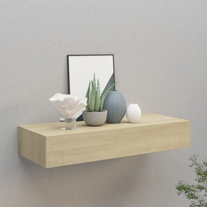 vidaXL Стенен рафт с чекмедже, дъб, 60x23, 5x10 см, МДФ (330261)