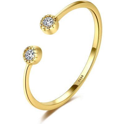 Meucci pozlacený stříbrný prsten s čirými zirkony SYR080