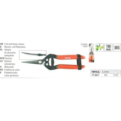 YATO prerezávacie na kvety a ovocie 190mm zahnuté