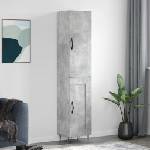 vidaXL Висок шкаф, бетонно сив, 34, 5x34x180 см, инженерно дърво (3199141)
