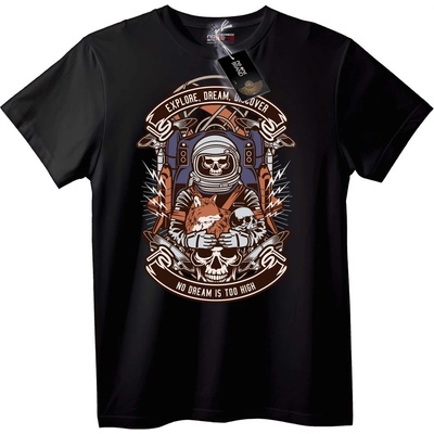 NOONEBRAND Тениска Астронавт Череп и Лисица - 6XL, Black