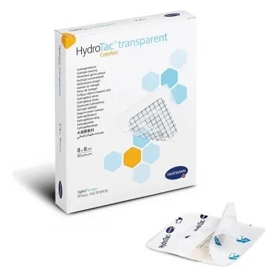 HydroTac Krytí s hydrogelem Transparent Comfort —10 ks, 8 x 8 cm