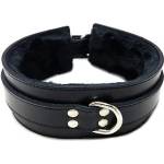 Rouge Black Leather Collar with black Faux Fur Lining