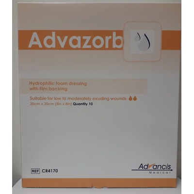 Advazorb krytie na rany hydrofilné penové 20 x 20 cm 10 ks