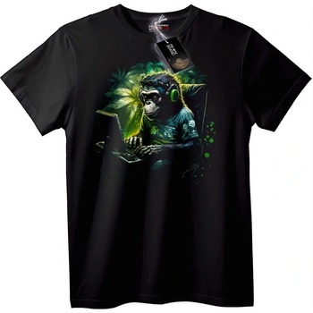 NOONEBRAND Тениска Маймунски Хакер - 2XL, Black