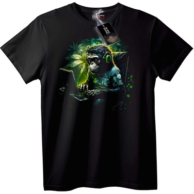 NOONEBRAND Тениска Маймунски Хакер - 2XL, Black