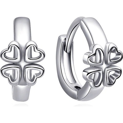 MOISS Strieborné detské kruhy Štvorlístok E0000144